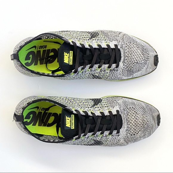 Nike flyknit racer Oreo volt black gray neon lace up sneakers athletic shoe - Picture 5 of 10